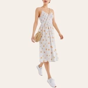 UO Ember Smocked Midi Linen Dress
